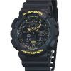 Casio G-Shock 주의 노란색 아날로그 디지털 수지 스트랩 블랙 다이얼 GA-100CY-1A 200M 남성용 시계