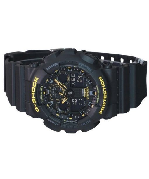 Casio G-Shock 주의 노란색 아날로그 디지털 수지 스트랩 블랙 다이얼 GA-100CY-1A 200M 남성용 시계