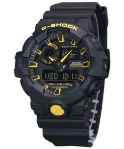 Casio G-Shock 주의 노란색 아날로그 디지털 수지 스트랩 블랙 다이얼 쿼츠 GA-700CY-1A 200M 남성용 시계