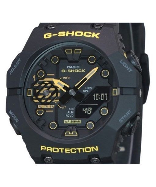 Casio G-Shock 주의 노란색 모바일 링크 아날로그 디지털 수지 스트랩 블랙 다이얼 쿼츠 GA-B001CY-1A 200M 남성용 시계