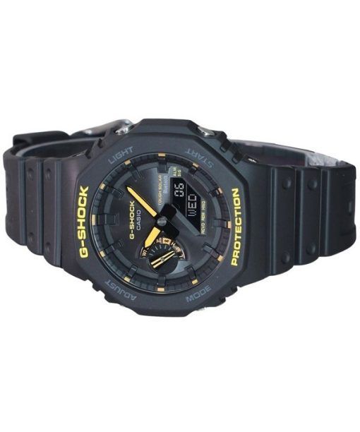 Casio G-Shock 주의 노란색 모바일 링크 아날로그 디지털 수지 스트랩 블랙 다이얼 Solar GA-B2100CY-1A 200M 남성용 시계