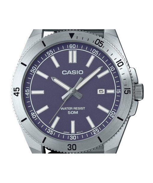 카시오 표준 아날로그 스테인레스 스틸 블루 다이얼 쿼츠 MTP-B155D-2E 남성용 시계