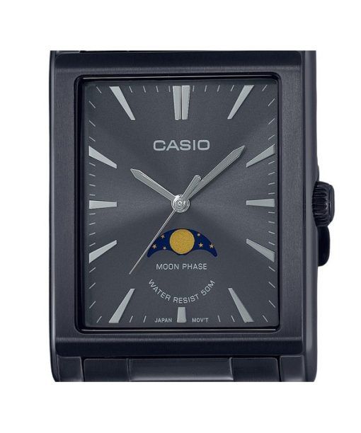 카시오 표준 아날로그 문 페이즈 스테인레스 스틸 블랙 다이얼 쿼츠 MTP-M105B-1A 남성용 시계