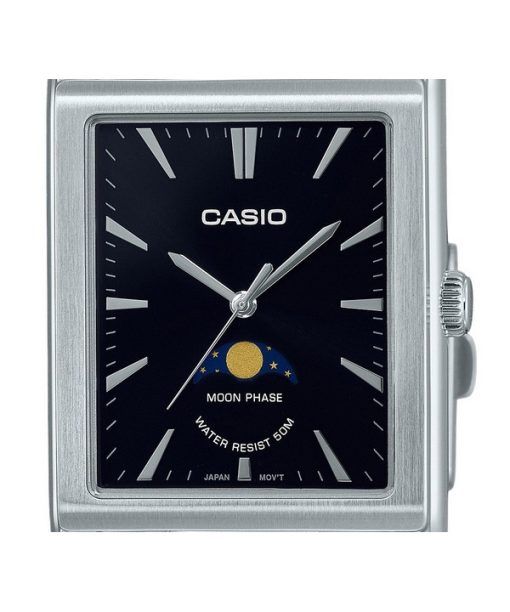 카시오 표준 아날로그 문 페이즈 스테인레스 스틸 블랙 다이얼 쿼츠 MTP-M105D-1A 남성용 시계