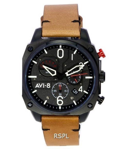 AVI-8 Hawker Hunter Charcoal Ember Brown Retrograde 크로노 그래프 쿼츠 AV-4052-02 남성용 시계