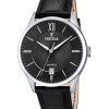 Festina Classics 가죽 스트랩 블랙 다이얼 쿼츠 F20426-3 남성용 시계