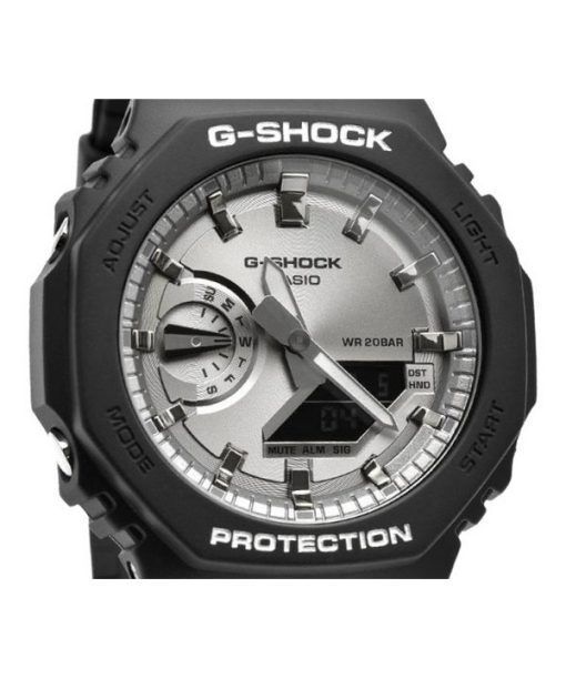 Casio G-Shock 아날로그 디지털 검정과 은색 수지 스트랩 쿼츠 GA-2100SB-1A 200M 남성용 시계