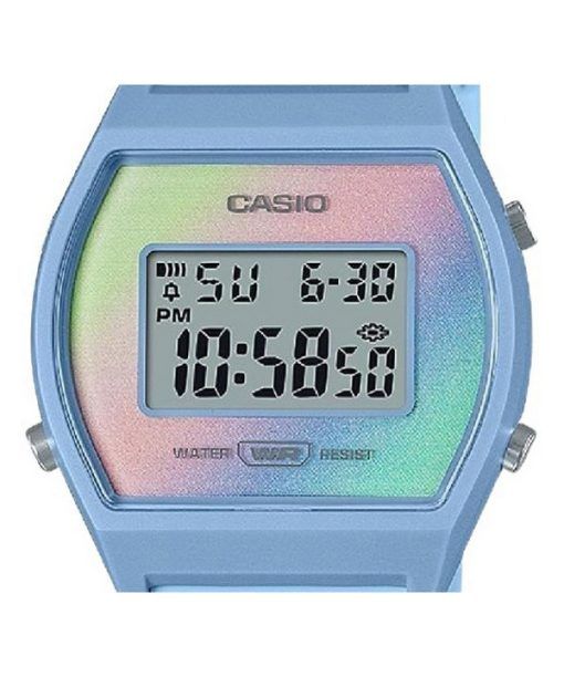 카시오 디지털 블루 레진 스트랩 멀티컬러 다이얼 쿼츠 LW-205H-2 여성용 시계
