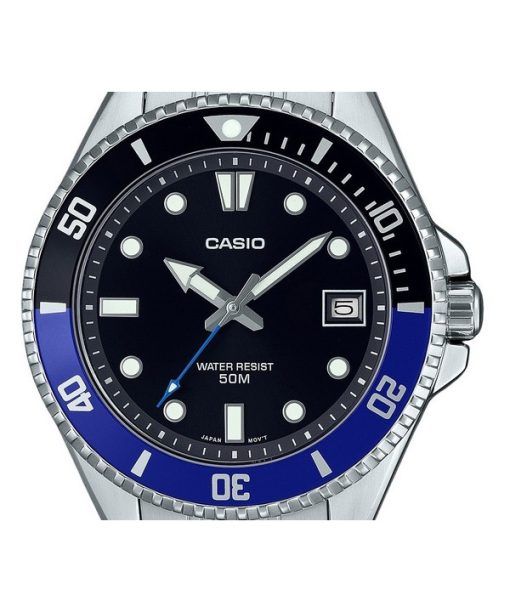 카시오 표준 아날로그 스테인레스 스틸 블랙 다이얼 쿼츠 MDV-10D-1A2 남성용 시계