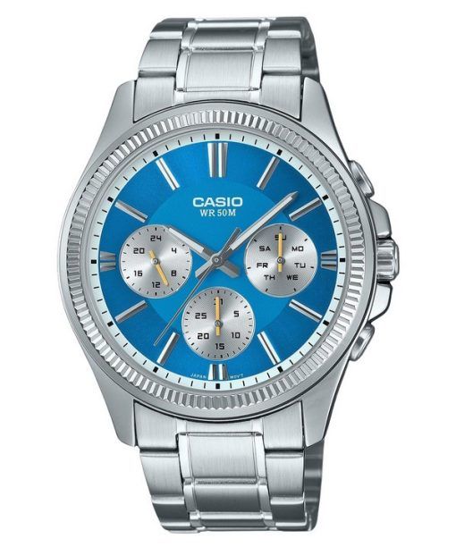 Casio Enticer 아날로그 스테인레스 스틸 아이스 블루 다이얼 쿼츠 MTP-1375D-2A2 남성용 시계