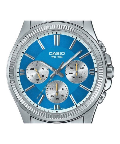 Casio Enticer 아날로그 스테인레스 스틸 아이스 블루 다이얼 쿼츠 MTP-1375D-2A2 남성용 시계