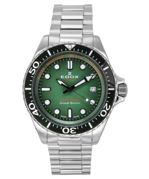 Edox Neptunian Grande Reserve Date 그린 다이얼 오토매틱 다이버 80801 3VM VDN 300M 남성용 시계