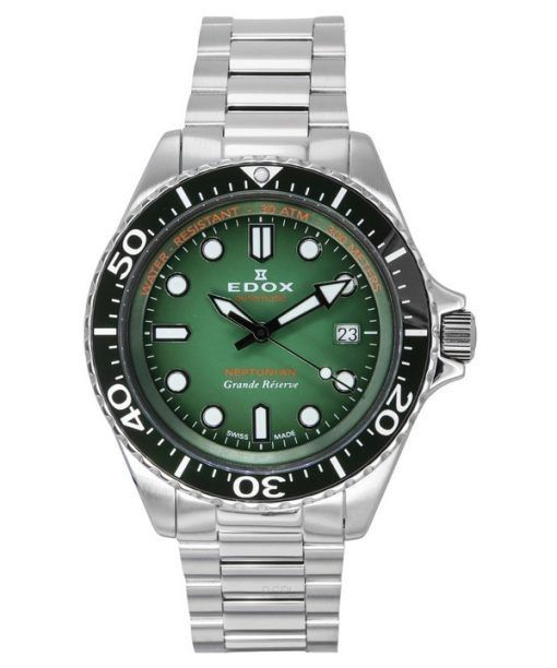 Edox Neptunian Grande Reserve Date 그린 다이얼 오토매틱 다이버 80801 3VM VDN 300M 남성용 시계