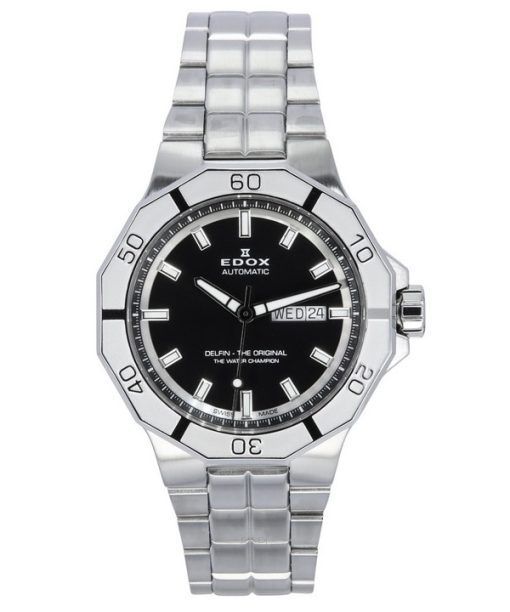 Edox Delfin The Original Day Date 블랙 다이얼 오토매틱 다이버 88008 3M NIN 200M 남성용 시계
