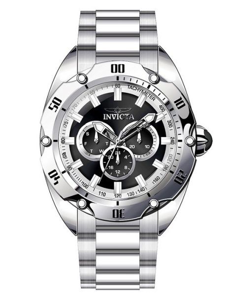 Invicta Venom GMT 스테인레스 스틸 블랙 다이얼 쿼츠 45729 100M 남성용 시계