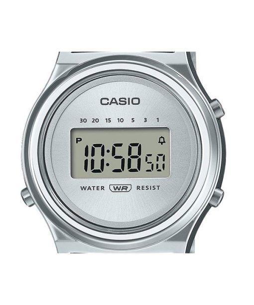 카시오 빈티지 디지털 스테인레스 스틸 실버 다이얼 쿼츠 LA700WE-7A 여성용 시계