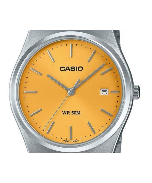 카시오 표준 아날로그 스테인레스 스틸 옐로우 다이얼 쿼츠 MTP-B145D-9AV 남녀공용 시계