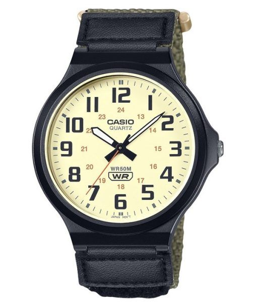 Casio 표준 아날로그 천 스트랩 베이지 다이얼 쿼츠 MW-240B-3BV 남성용 시계