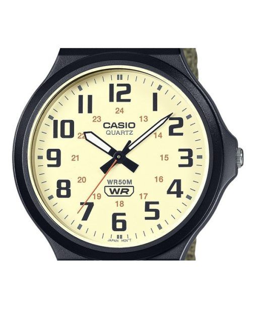 Casio 표준 아날로그 천 스트랩 베이지 다이얼 쿼츠 MW-240B-3BV 남성용 시계