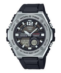 Casio 표준 아날로그 디지털 레진 스트랩 블랙 다이얼 쿼츠 MWQ-100-1AV 100M 남성용 시계