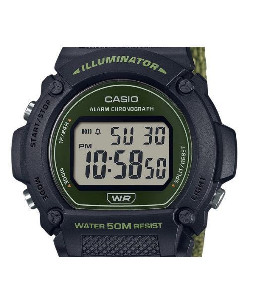 Casio Standard Green 디지털 천 스트랩 쿼츠 W-219HB-3AV 남성용 시계