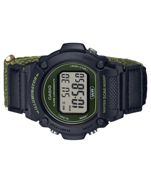 Casio Standard Green 디지털 천 스트랩 쿼츠 W-219HB-3AV 남성용 시계