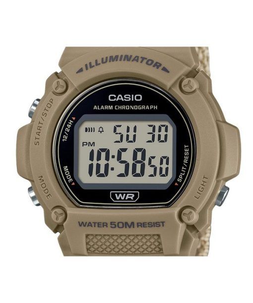 Casio 표준 브라운 디지털 천 스트랩 쿼츠 W-219HB-5AV 남성용 시계