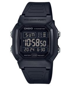 Casio 디지털 블랙 듀얼 타임 레진 스트랩 쿼츠 W-800H-1BV 100M 남성용 시계