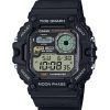 Casio 표준 디지털 그래프 문 페이즈 레진 스트랩 쿼츠 WS-1700H-1AV 100M 남성용 시계