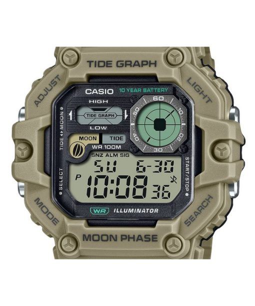 Casio 표준 디지털 그래프 문 페이즈 레진 스트랩 쿼츠 WS-1700H-5AV 100M 남성용 시계