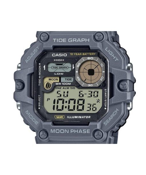 Casio 표준 디지털 그래프 문 페이즈 레진 스트랩 쿼츠 WS-1700H-8AV 100M 남성용 시계