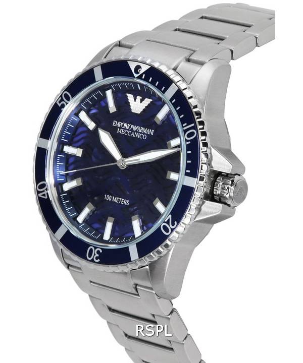 엠포리오 아르마니 메카니코 스테인리스 스틸 블루 다이얼 오토매틱 AR60059 100M 남성용 시계 3 엠포리오 아르마니 메카니코 스테인리스 스틸 블루 다이얼 오토매틱 AR60059 100M 남성용 시계