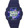 Casio Baby-G 레트로 플라워 필드 디지털 블루 레진 스트랩 쿼츠 BGD-565RP-2 100M 여성용 시계