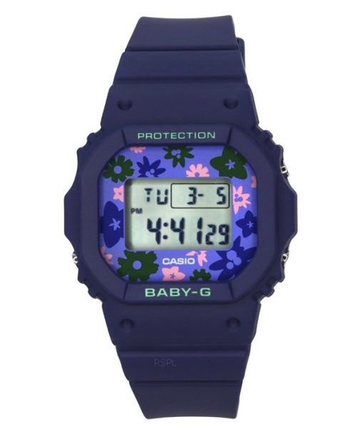 Casio Baby-G 레트로 플라워 필드 디지털 블루 레진 스트랩 쿼츠 BGD-565RP-2 100M 여성용 시계