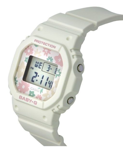 Casio Baby-G 레트로 플라워 필드 디지털 화이트 레진 스트랩 쿼츠 BGD-565RP-7 100M 여성용 시계