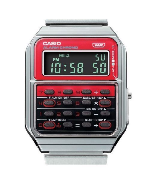 카시오 빈티지 헤리티지 컬러 디지털 스테인레스 스틸 쿼츠 CA-500WE-4B 남녀공용 계산기 시계