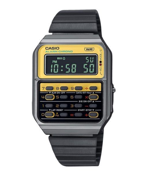 카시오 빈티지 헤리티지 컬러 디지털 스테인레스 스틸 쿼츠 CA-500WEGG-9B 남녀공용 계산기 시계