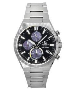 Casio Edifice 아날로그 크로노그래프 스테인레스 스틸 블랙 다이얼 Solar EQS-950D-1A 100M 남성용 시계