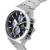 Casio Edifice 아날로그 크로노그래프 스테인레스 스틸 블랙 다이얼 Solar EQS-950D-1A 100M 남성용 시계