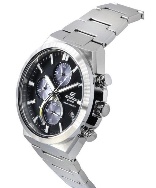 Casio Edifice 아날로그 크로노그래프 스테인레스 스틸 블랙 다이얼 Solar EQS-950D-1A 100M 남성용 시계