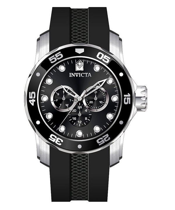 인빅타 프로 다이버 스쿠버 GMT 실리콘 스트랩 블랙 다이얼 쿼츠 45721 100M 남성용 시계