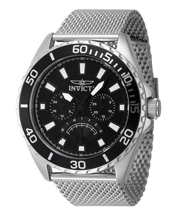 인빅타 프로 다이버 레트로그레이드 GMT 스테인레스 스틸 블랙 다이얼 쿼츠 46907 남성용 시계