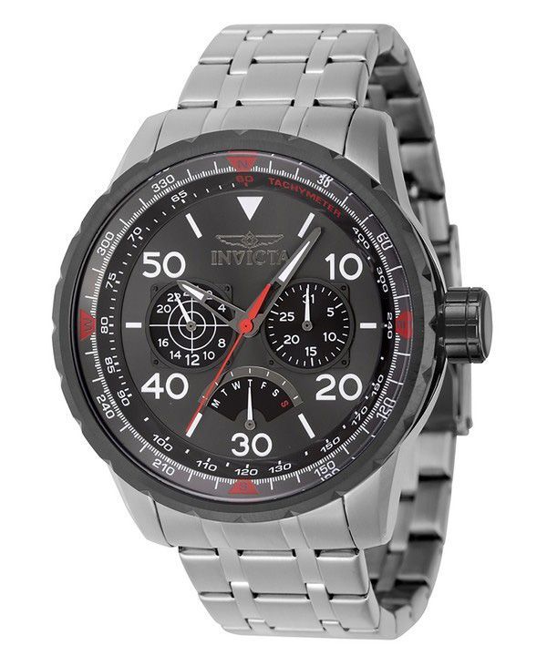 인빅타 에비에이터 레트로그레이드 GMT 스테인레스 스틸 건메탈 다이얼 쿼츠 46982 100M 남성용 시계