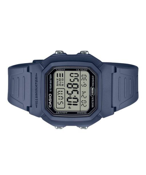 Casio 디지털 레진 스트랩 라이트 블루 쿼츠 W-800H-2AV 100M 남성용 시계