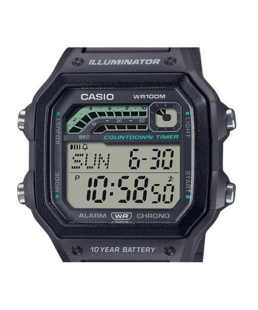 Casio 표준 디지털 레진 스트랩 그레이 쿼츠 WS-1600H-8AV 100M 남성용 시계