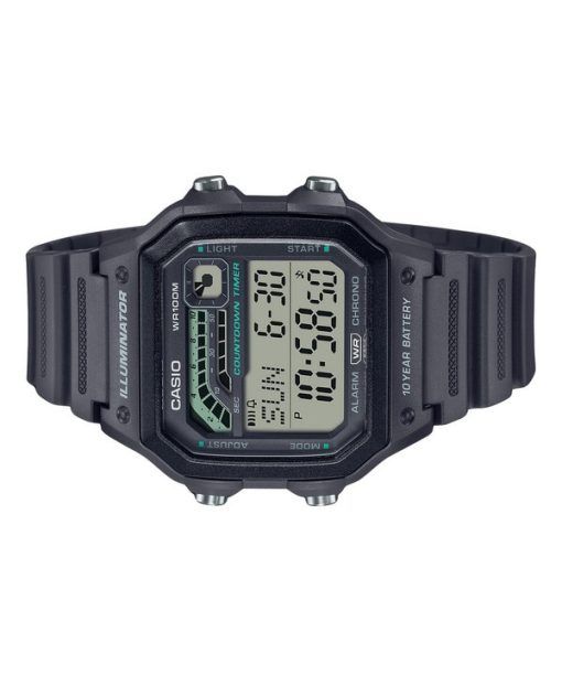 Casio 표준 디지털 레진 스트랩 그레이 쿼츠 WS-1600H-8AV 100M 남성용 시계