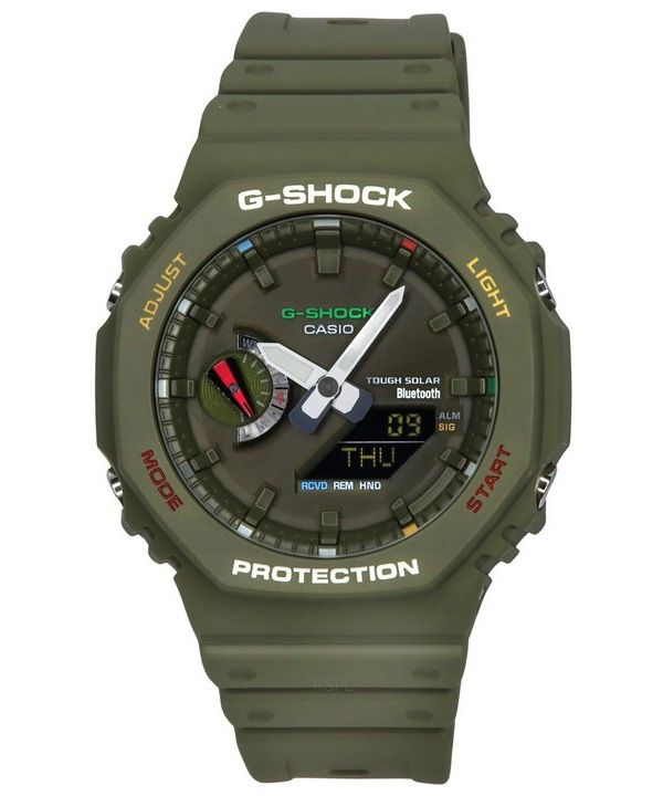Casio G-Shock 아날로그 디지털 스마트폰 링크 Bluetooth 그린 다이얼 Solar GA-B2100FC-3A 200M 남성용 시계