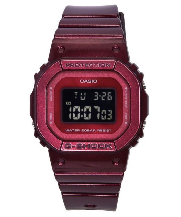 Casio G-Shock 디지털 레진 스트랩 쿼츠 GMD-S5600RB-4 200M 여성용 시계