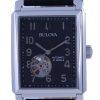 Bulova Sutton Open Heart Black 다이얼 가죽 스트랩 오토매틱 96A269 남성용 시계