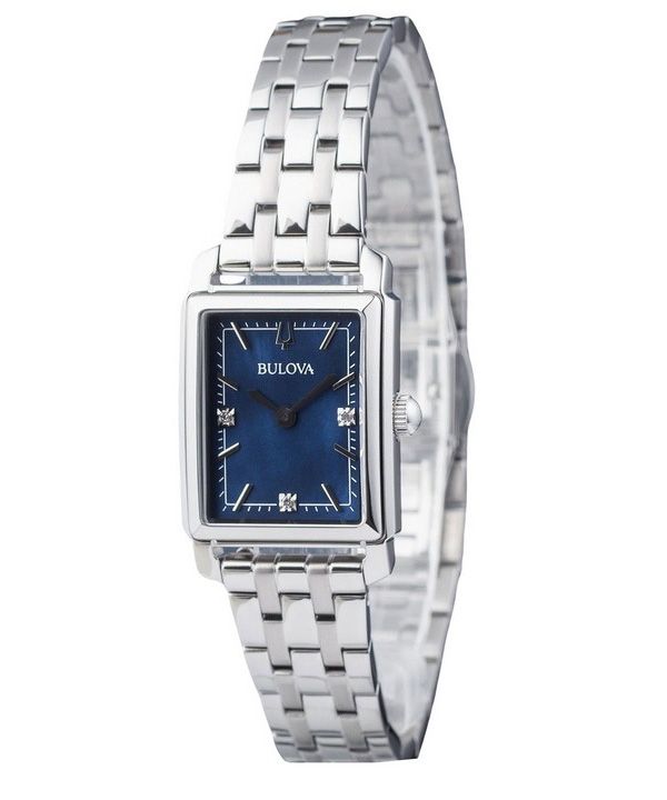 Bulova 클래식 Sutton 다이아몬드 악센트 스테인레스 스틸 블루 다이얼 쿼츠 96P245 여성용 시계